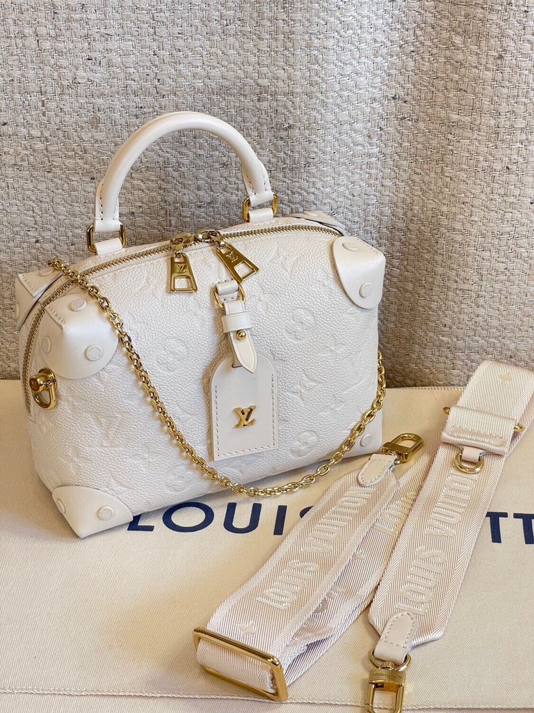 100 Original Louis Vuitton Petite Malle Souple Creme Preloved